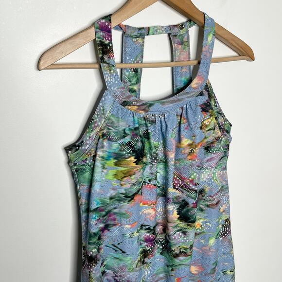 Prana Womens Cantine Dress Small Blue Graceful Floral Halter Padded Outdoor - Picture 4 of 10